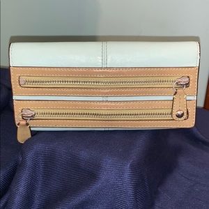 Coach bifold wallet in turquoise